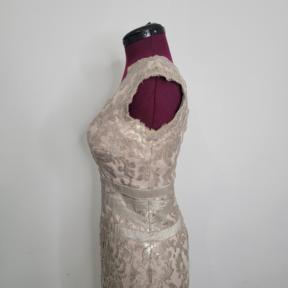 Tadashi Shoji Cocktail Sheath Bodycon Shiny Sequin Smokey Lt. Brown Dress Size 8 - Picture 5 of 15